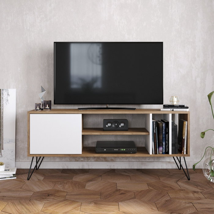 Hanah Home Soporte para TV Mistico - Nogal, Blanco y Negro Hanah Home Soporte para TV Mistico - Nogal, Blanco y Negro